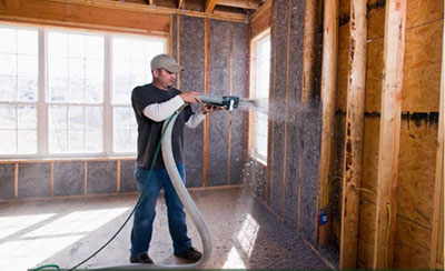 Fiber-Lite Plus Cellulose Insulation Installing Wall Cavity